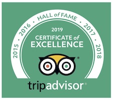 Trip Advisor 2019 Certificate of Excellence Hall of Fame